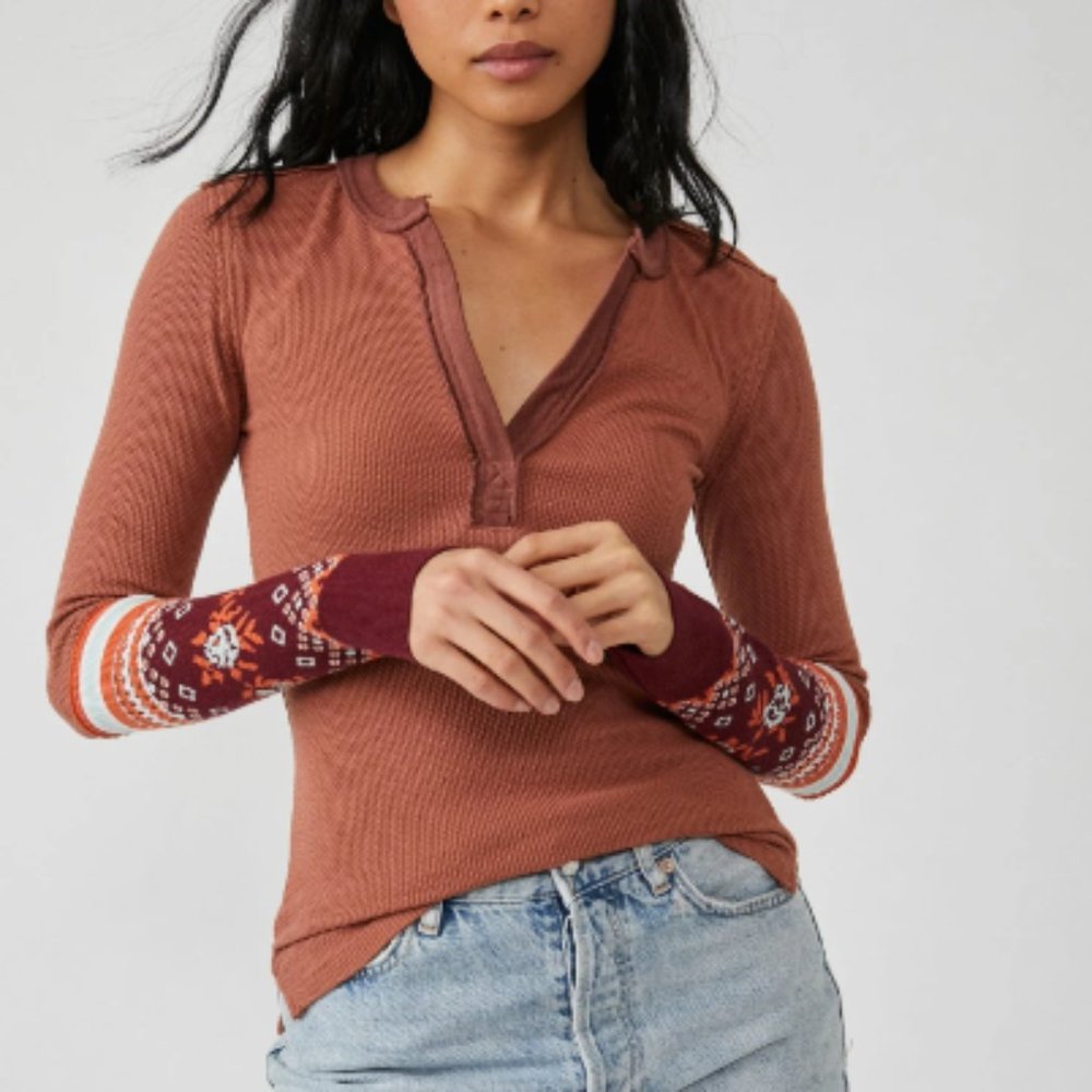 1549 NWT ~ Free People ~ Fall Mikah Layering Cuff Shirt Large